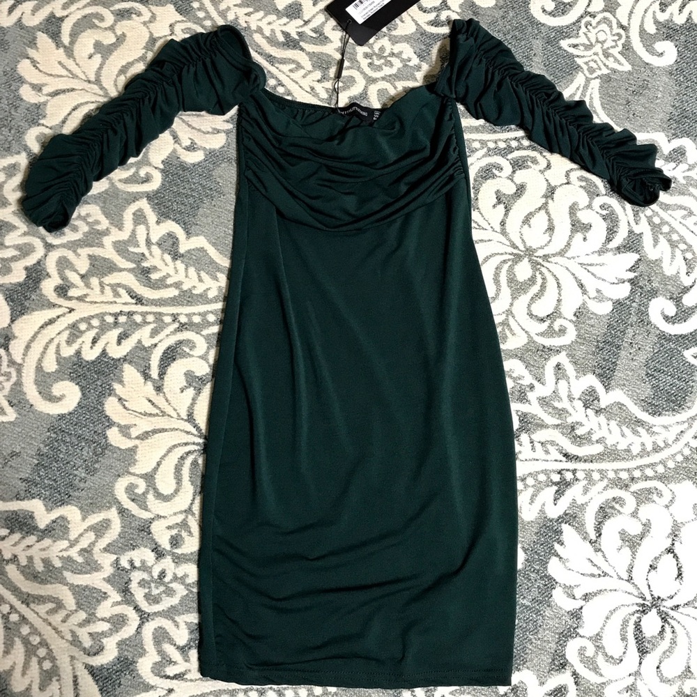 PrettyLittleThing emerald green bodycon size:2